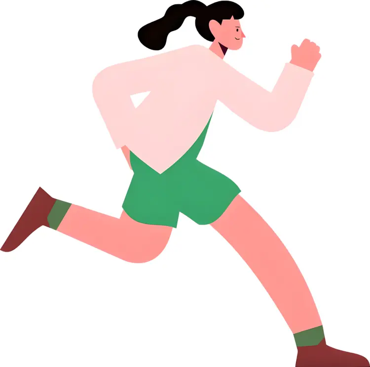 Person Running with Ponytail in Green Shorts