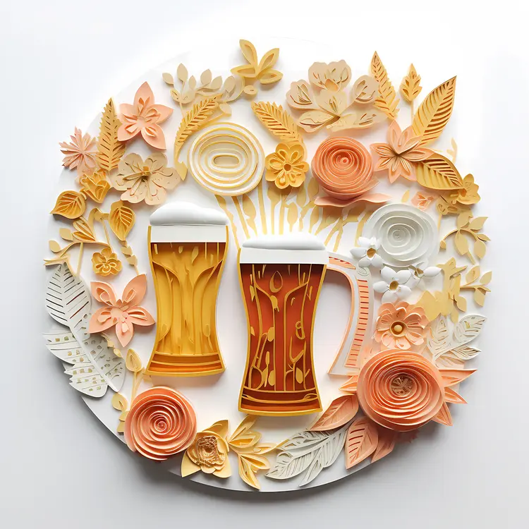 Beer Glasses with Orange Flowers