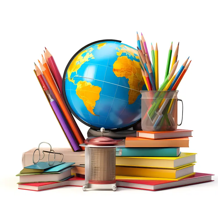 Colorful Globe and School Supplies for Back to School