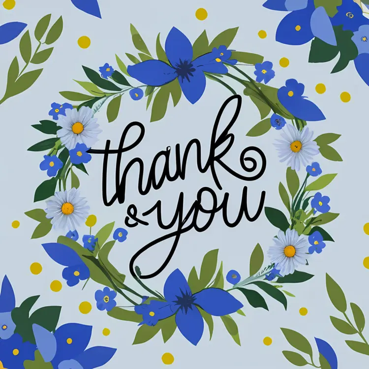 Thank You Card with Floral Wreath