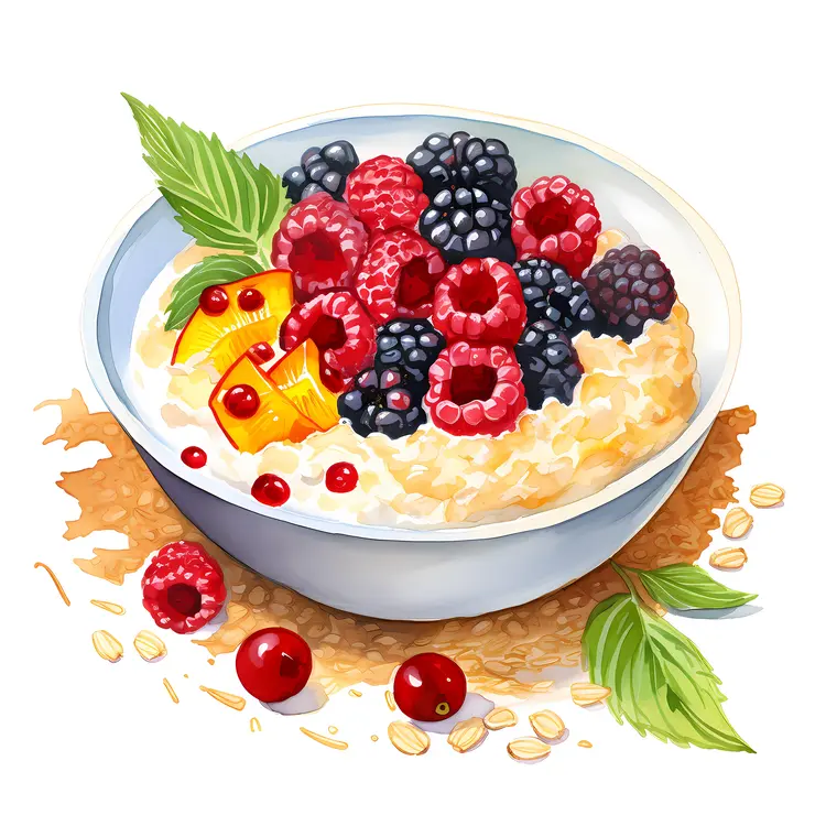 Berry and Peach Oatmeal Bowl