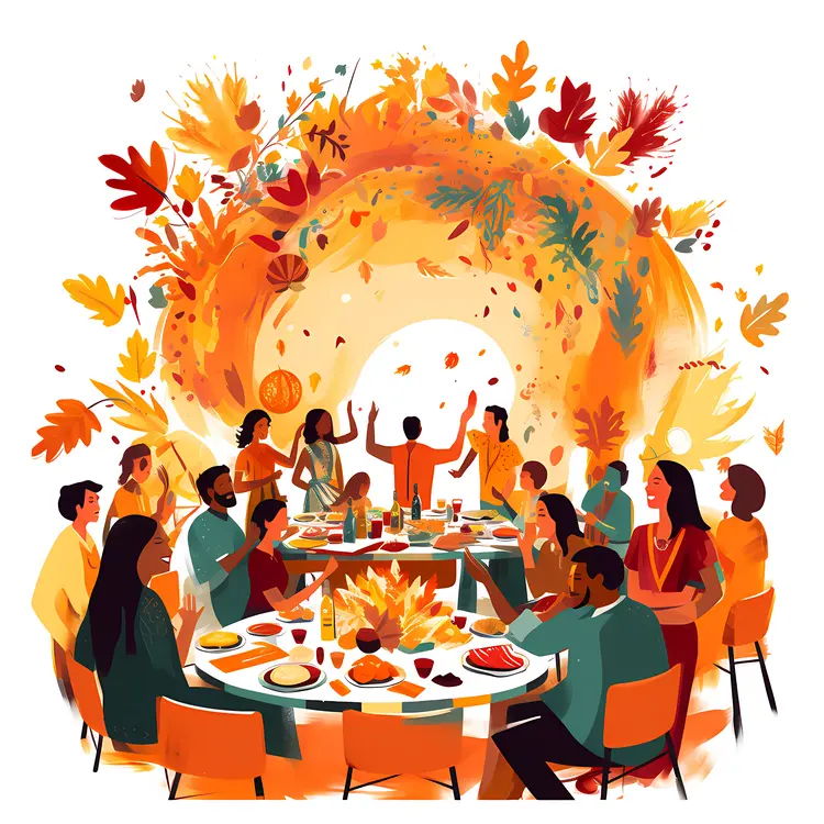 Large Family Gathering for Thanksgiving Dinner