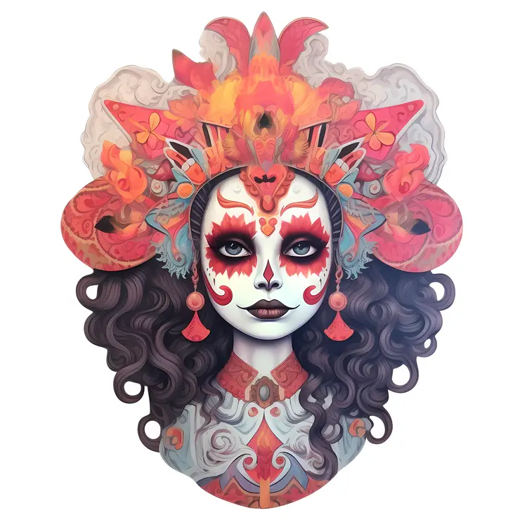 Orange Sugar Skull Art for Day of the Dead