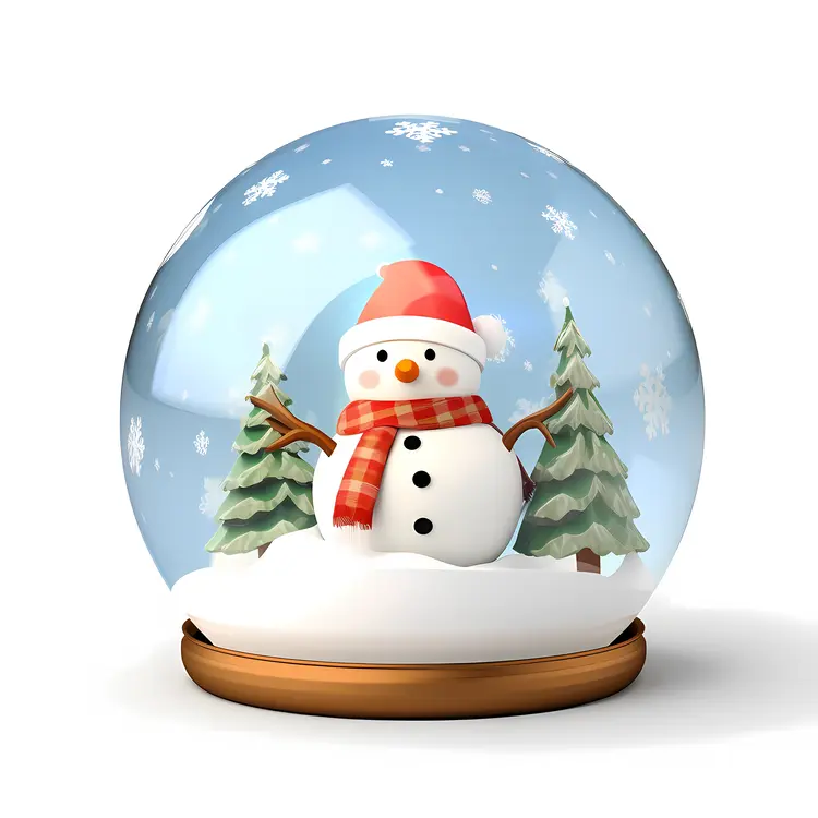 Cute Snowman in Christmas Snow Globe