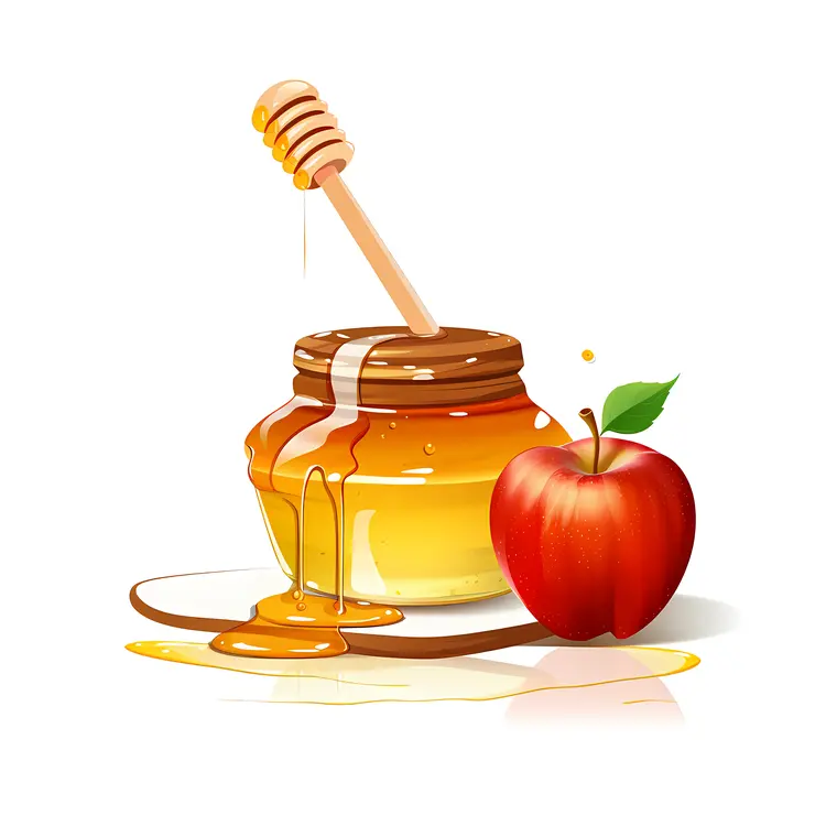 Honey Jar and Apple for Rosh Hashanah Celebration