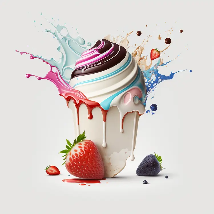 Colorful Ice Cream with Berries