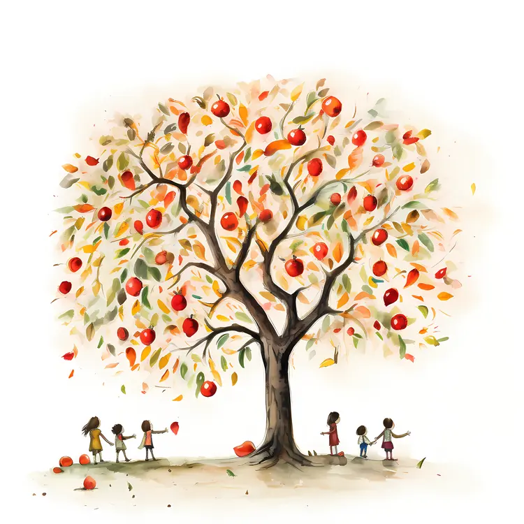 Apple Tree with Children Playing
