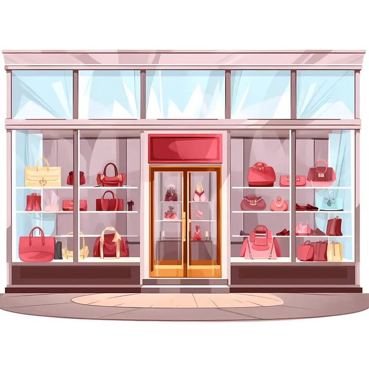 Fashionable Storefront with Handbags Display