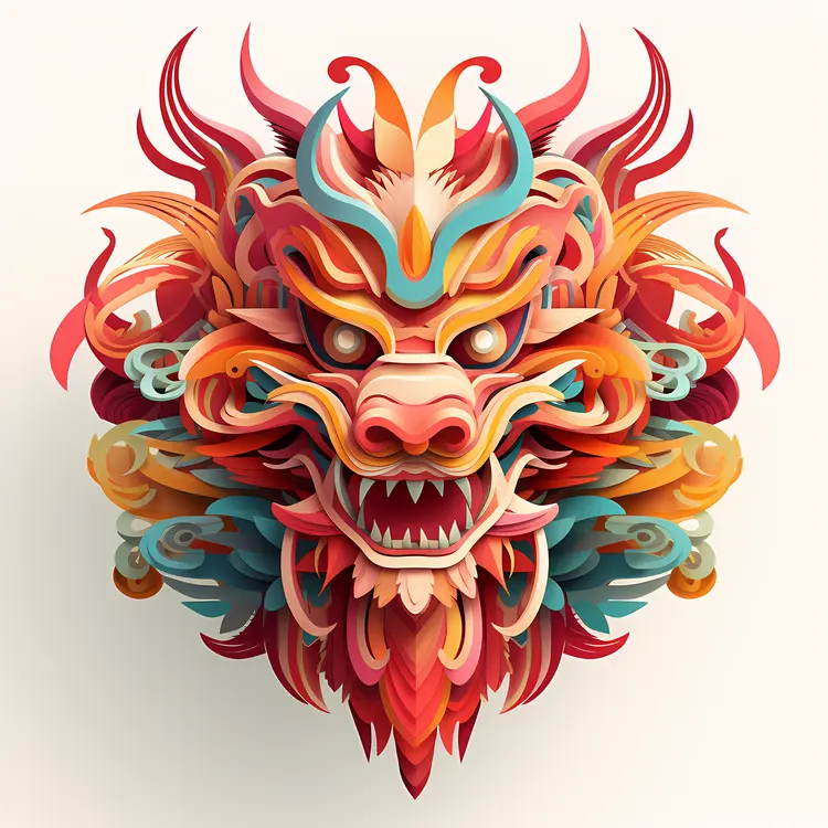 Fiery Dragon Head Illustration