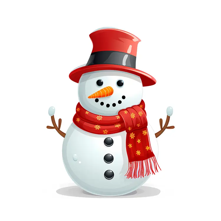 Snowman with Red Scarf and Top Hat