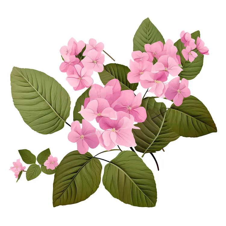 Beautiful Pink Flowers with Green Leaves