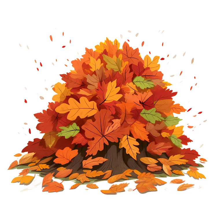 Pile of Vibrant Autumn Leaves