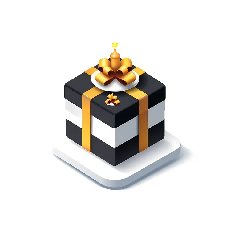Black and White Gift Box with Golden Ribbon