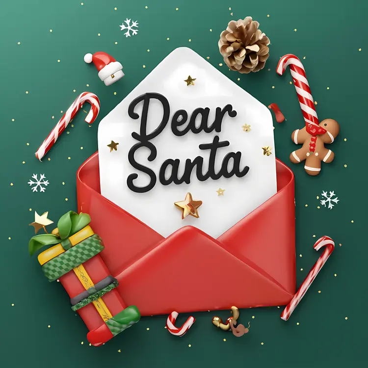 Dear Santa Letter with Christmas Decorations
