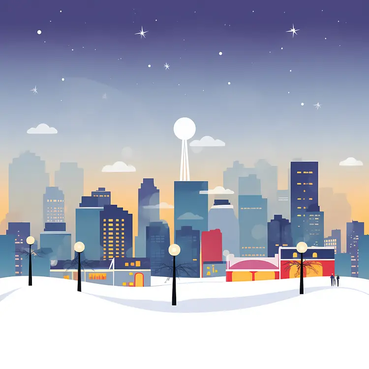 Winter Cityscape at Night