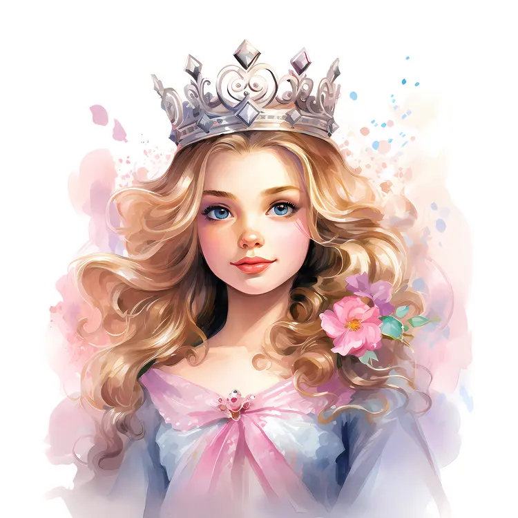 Young girl with crown and blonde hair