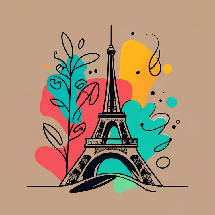 Eiffel Tower with Colorful Background