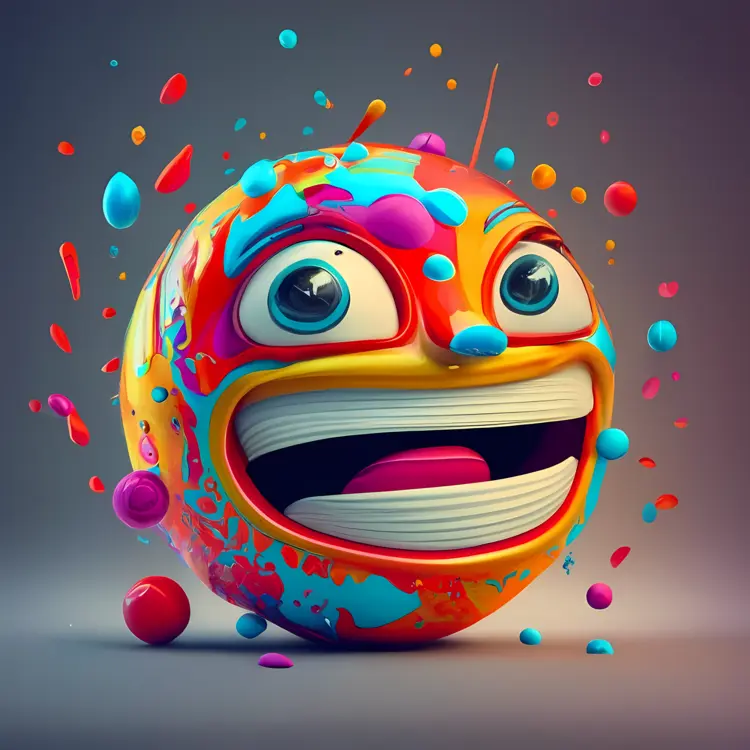 Colorful Cartoon Face with Happy Expression