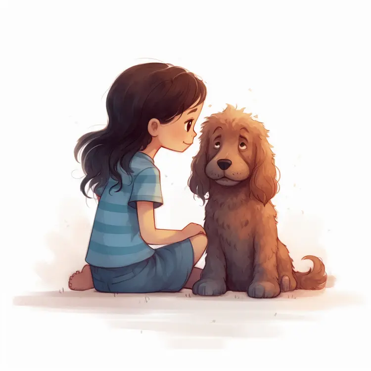 Girl and Her Cute Dog in a Heartwarming Moment