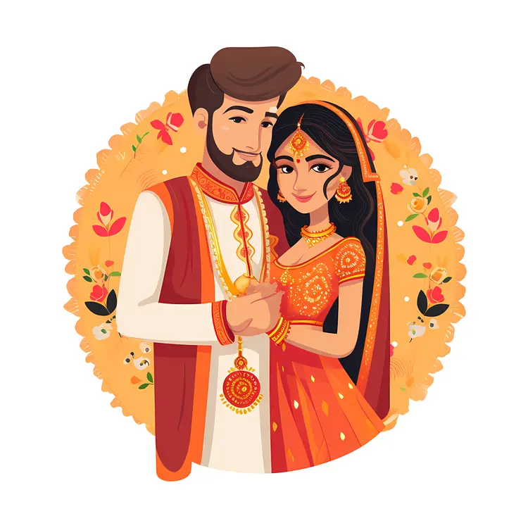 Indian Couple in Traditional Wedding Attire