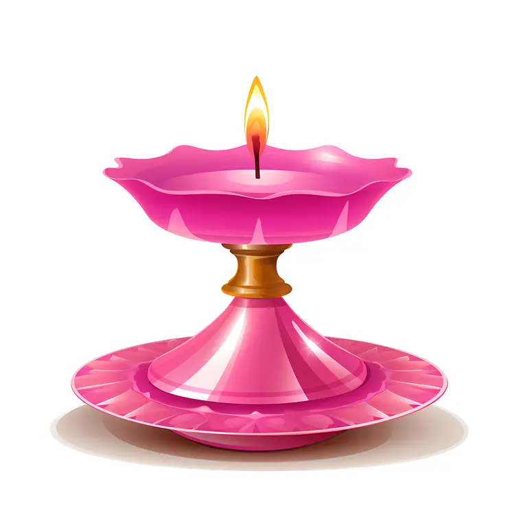 Stylish Pink Candle Holder with Flame