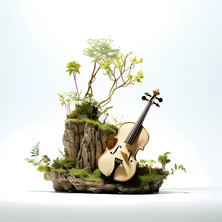 White Violin with Nature Background