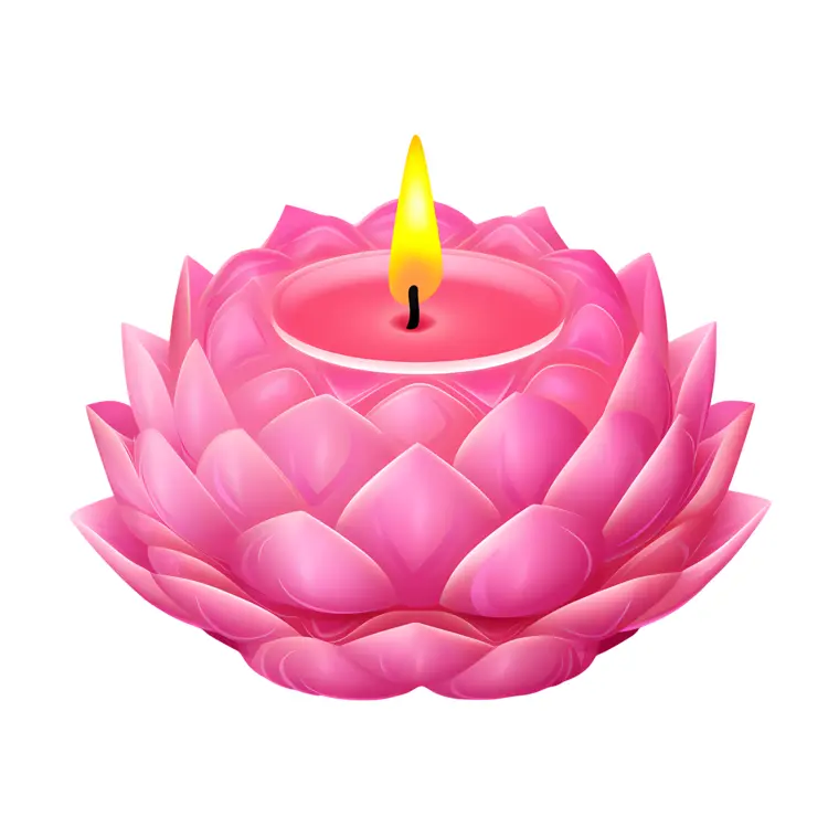 Pink Lotus Candle with Flame