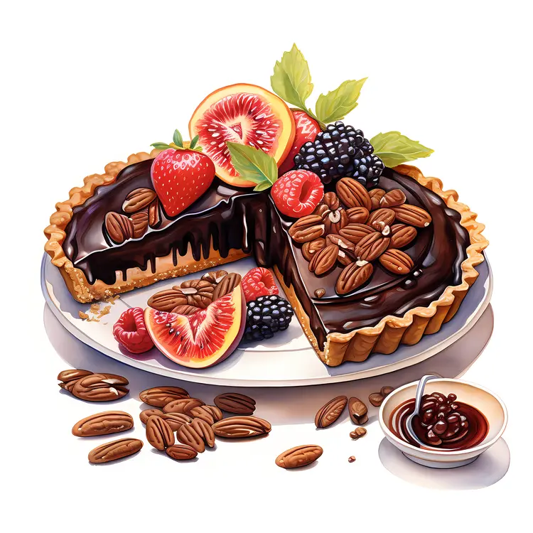 Delicious Chocolate Tart with Fresh Fruits
