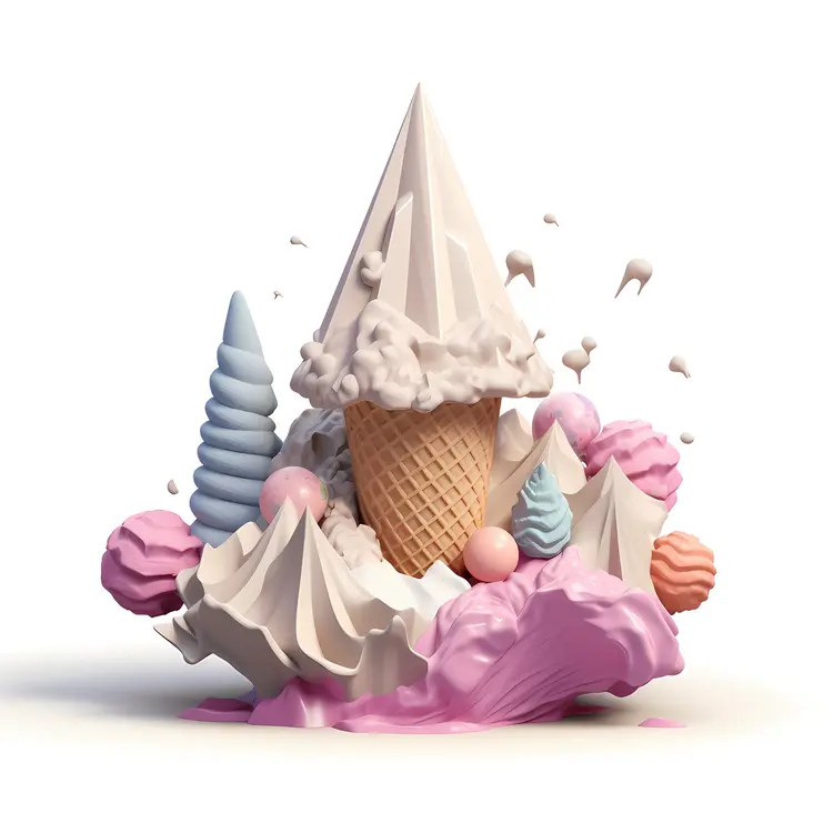 Whimsical Ice Cream Cone with Pastel Decorations