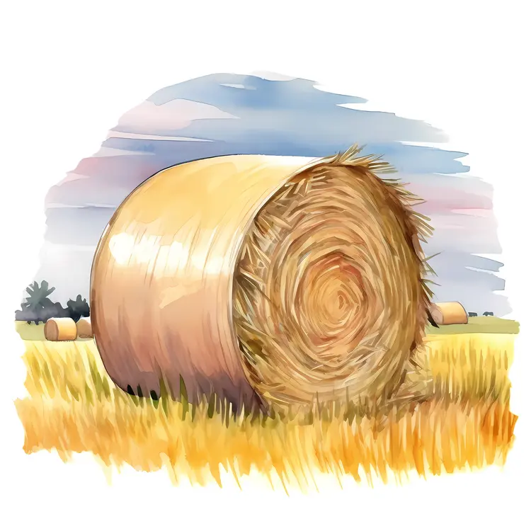 Hay Bale in a Golden Field