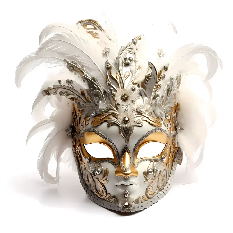 Sophisticated White Feather Mask