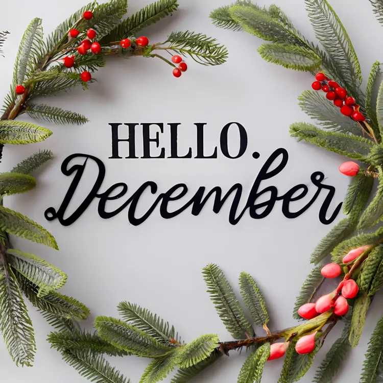 Hello December with Pine and Berries