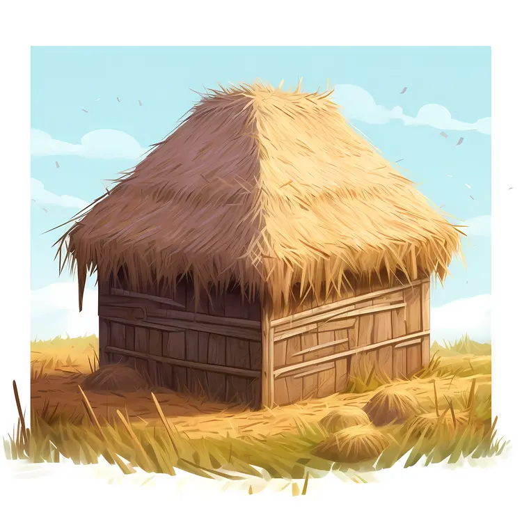 Traditional Straw Hut in a Rural Setting