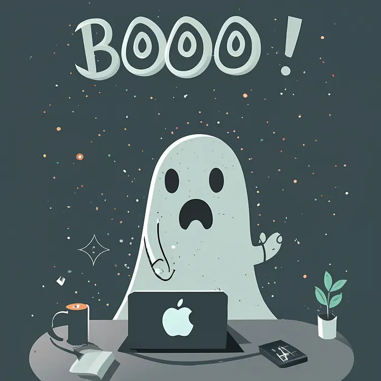 Surprised Ghost with Laptop