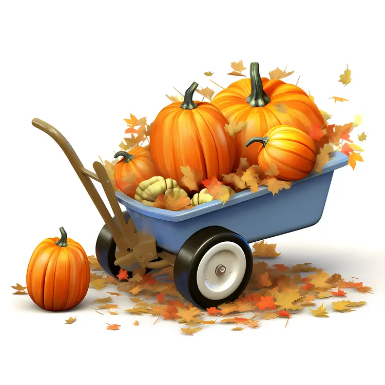 Pumpkins in a Wheelbarrow for Fall Harvest