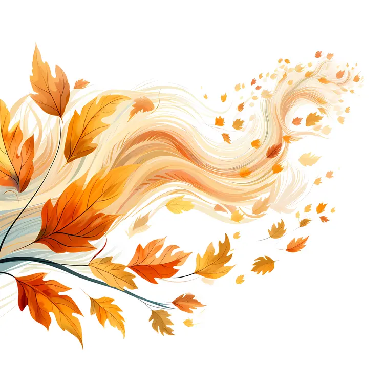 Orange Leaves Blowing in the Wind