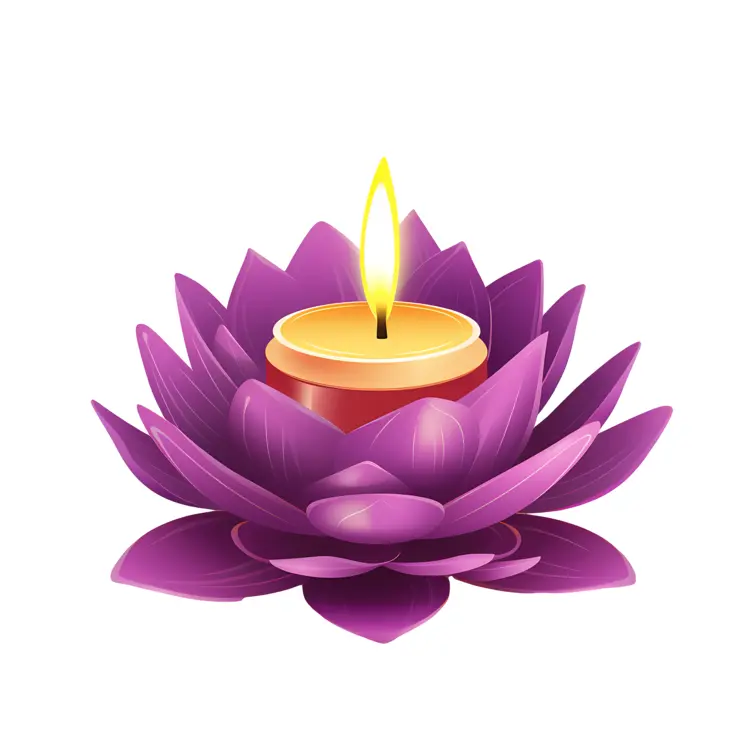 Purple Lotus Candle with Flame