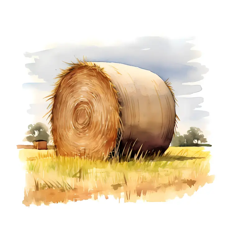 Hay Bale in a Sunny Field
