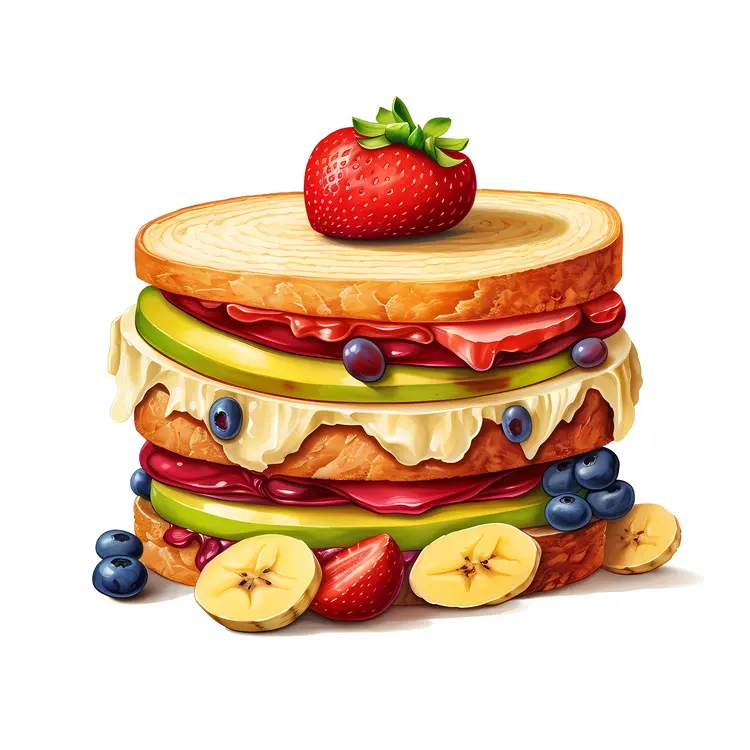 Delicious Fruit Sandwich with Berries and Cheese