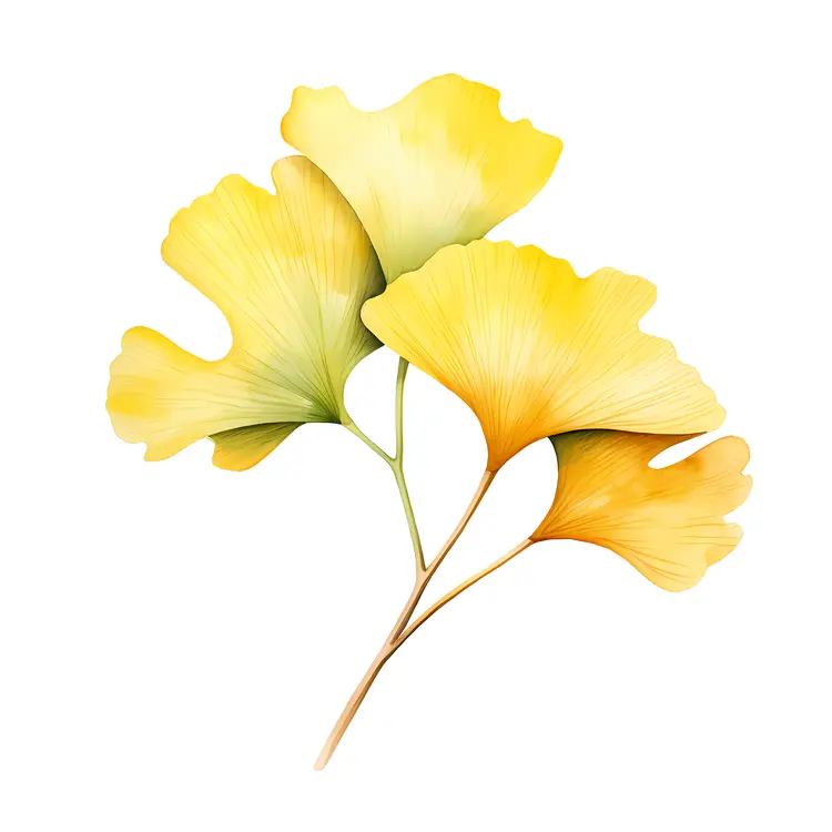 Yellow Ginkgo Leaves Illustration