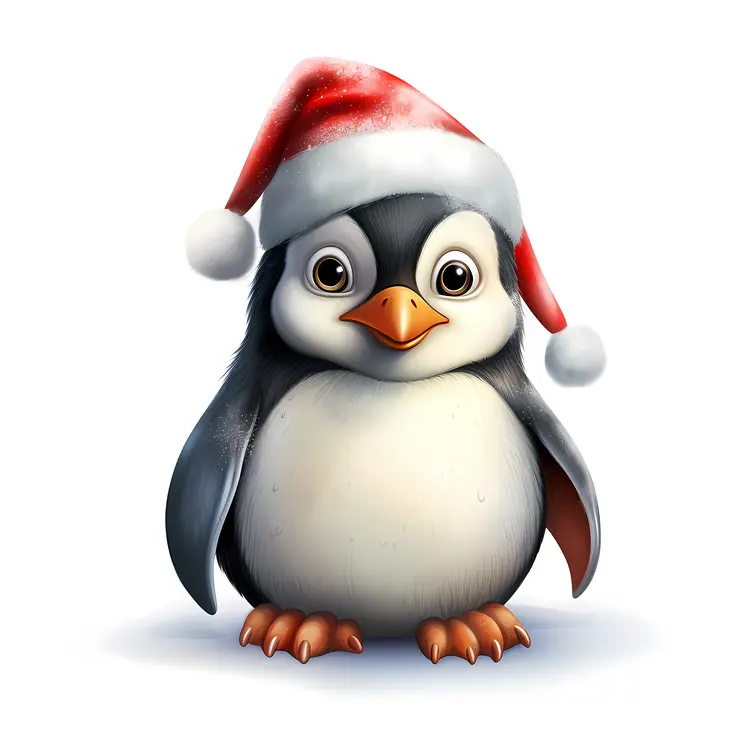 Cute Penguin with Santa Hat