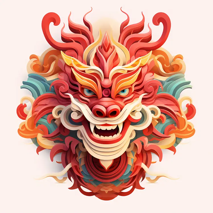 Dragon Head with Fierce Expression