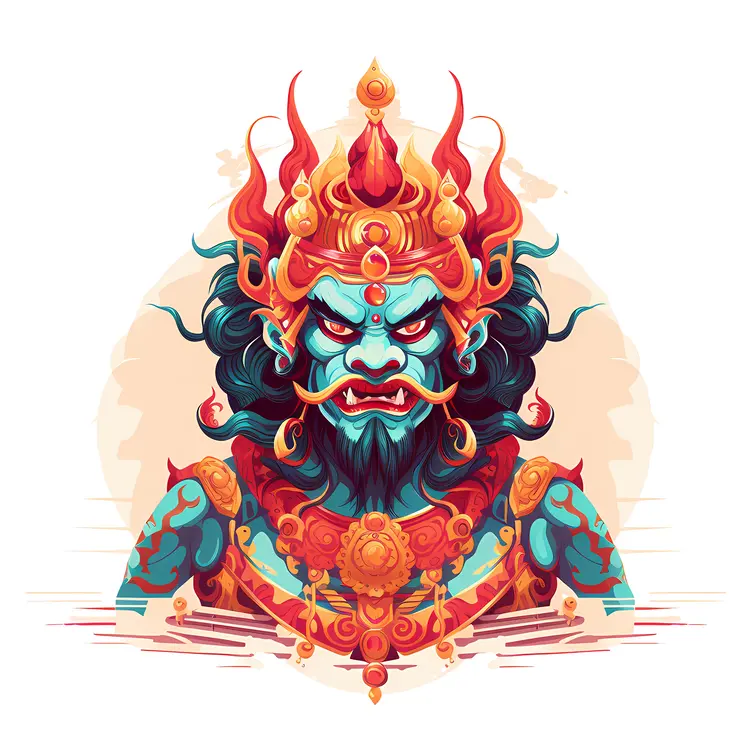 Mythological Demon Mask Illustration