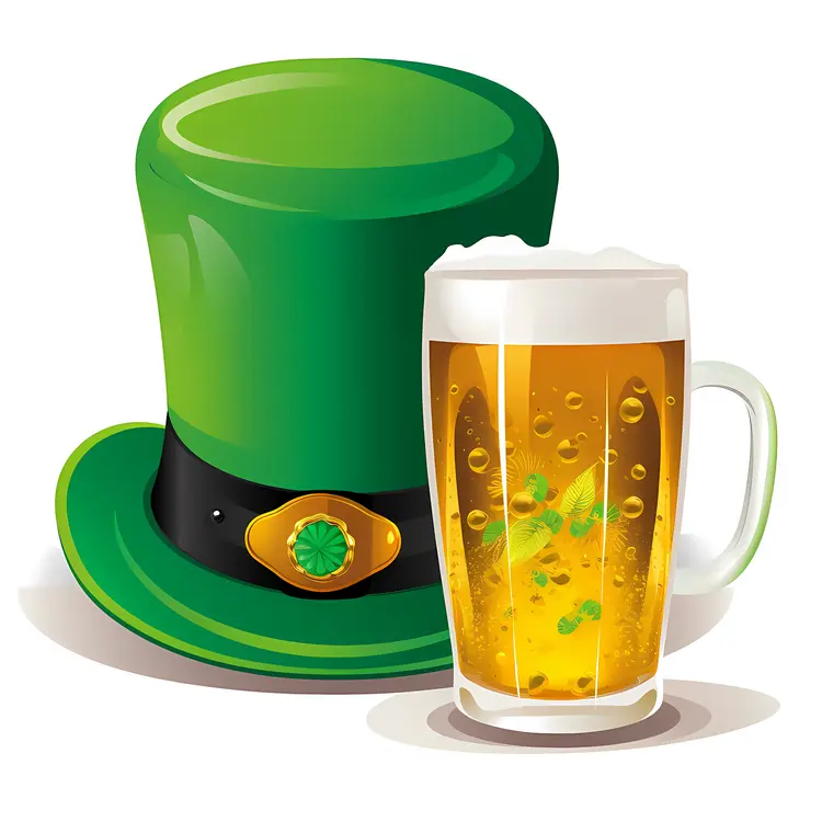 Green Hat and Beer Mug for St. Patrick's Day