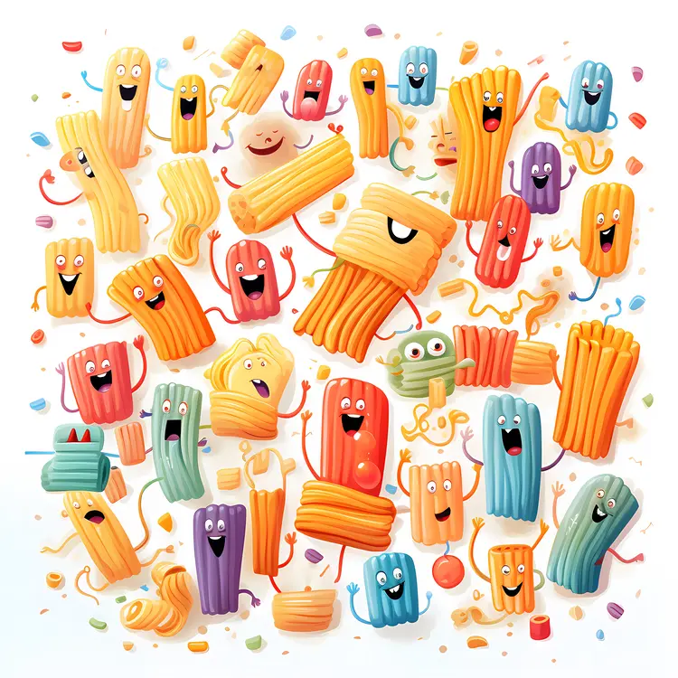 Colorful Cartoon Pasta Characters