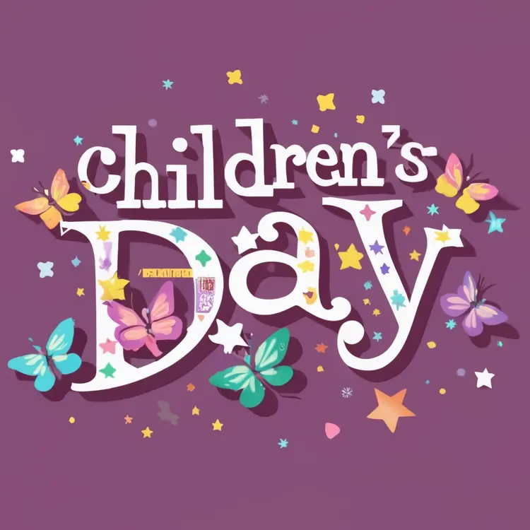 Children's Day with Butterflies and Stars