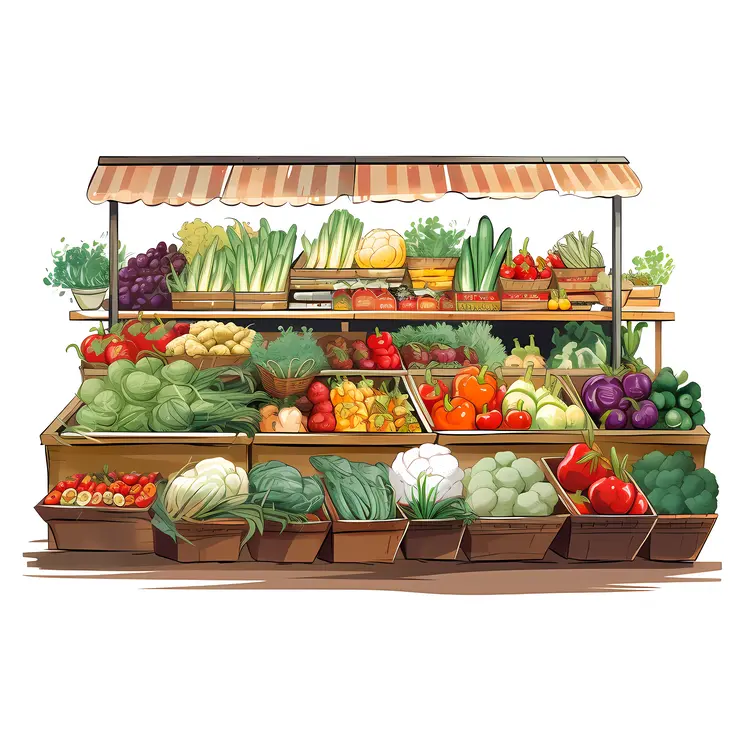 Colorful Vegetable Stand at Market