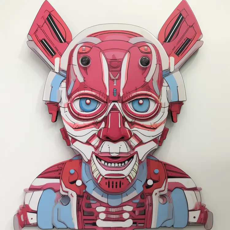 Futuristic Red and White Robot Head Illustration