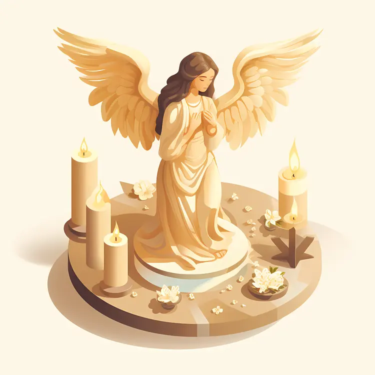 Graceful Angel Statue with Candles