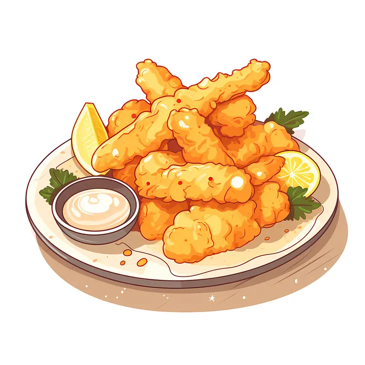 Crispy Fried Shrimp with Lemon and Dipping Sauce